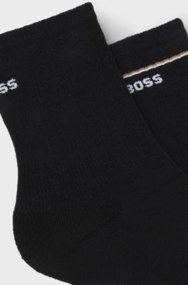 Zweier-Pack kurze Socken mit Logo-Details, Schwarz
