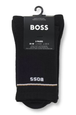 Two-pack of quarter-length socks with logo details, Black
