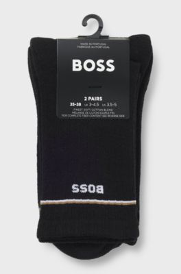 Zweier-Pack kurze Socken mit Logo-Details, Schwarz