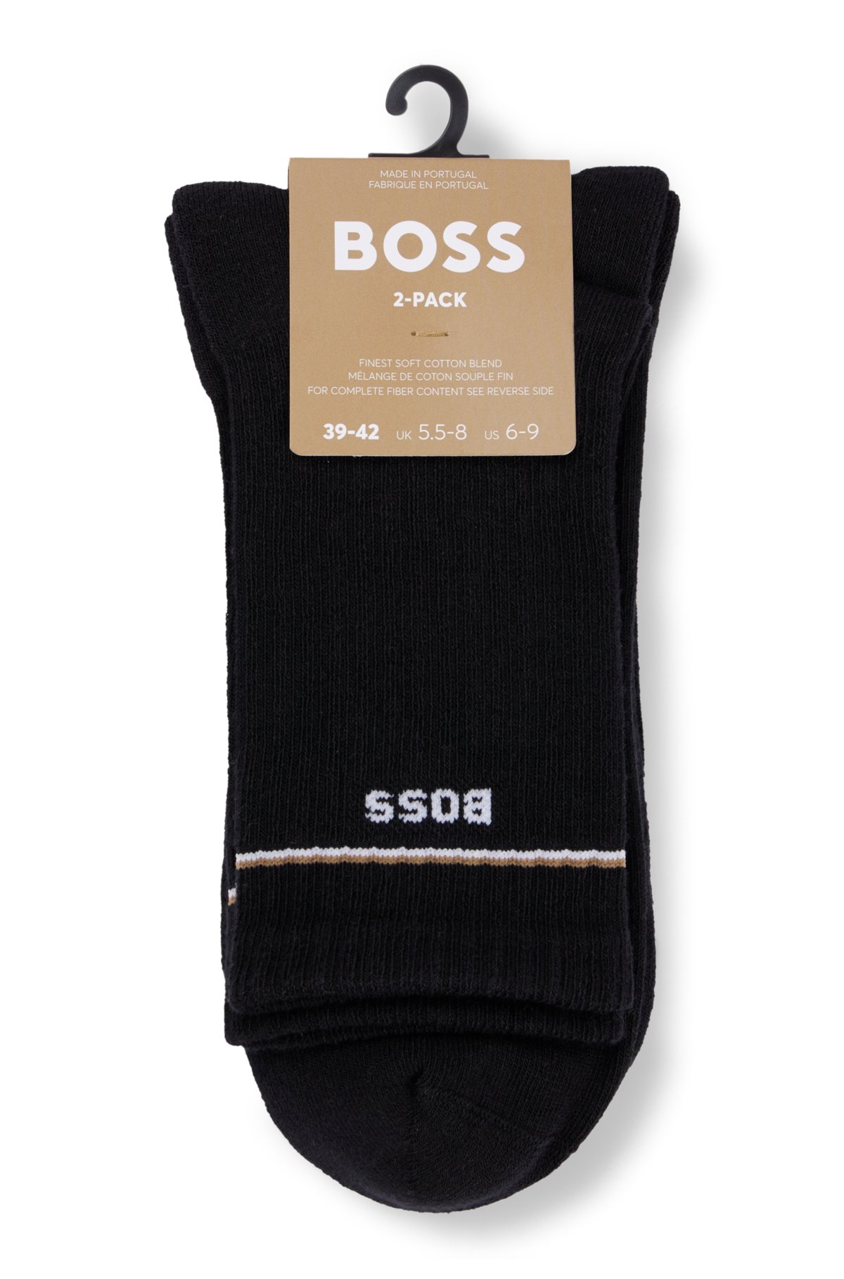 Two-pack of quarter-length socks with logo details, Black