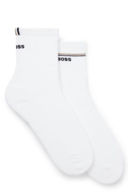 Two-pack of quarter-length socks with logo details, White