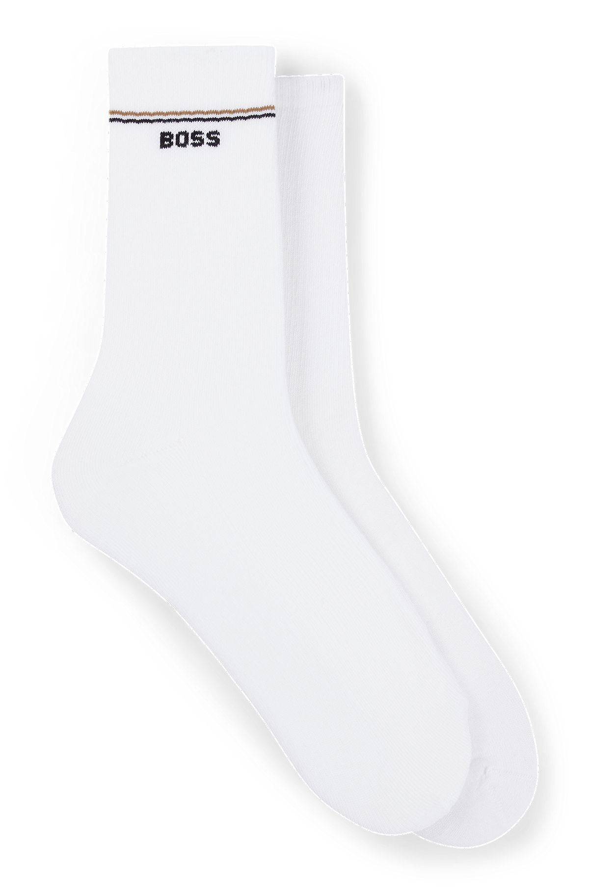 Two-pack of quarter-length socks with logo details, White