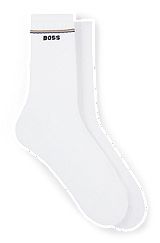 Paquete de 2 pares de calcetines cortos con detalles de logos, Blanco