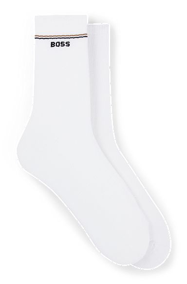 Набор из двух пар носков длиной выше щиколотки с логотипами, Белый