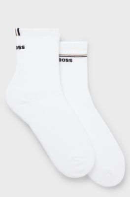 Two-pack of quarter-length socks with logo details, White