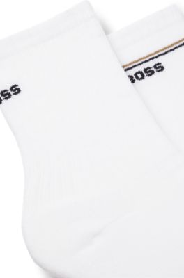 Two-pack of quarter-length socks with logo details, White