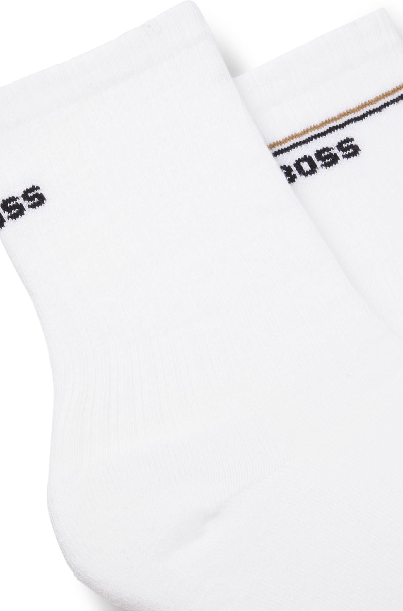 Two-pack of quarter-length socks with logo details, White