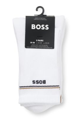 Two-pack of quarter-length socks with logo details, White