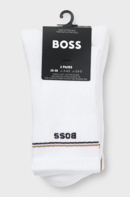 Lot de deux paires de chaussettes mi-mollet avec logos, Blanc
