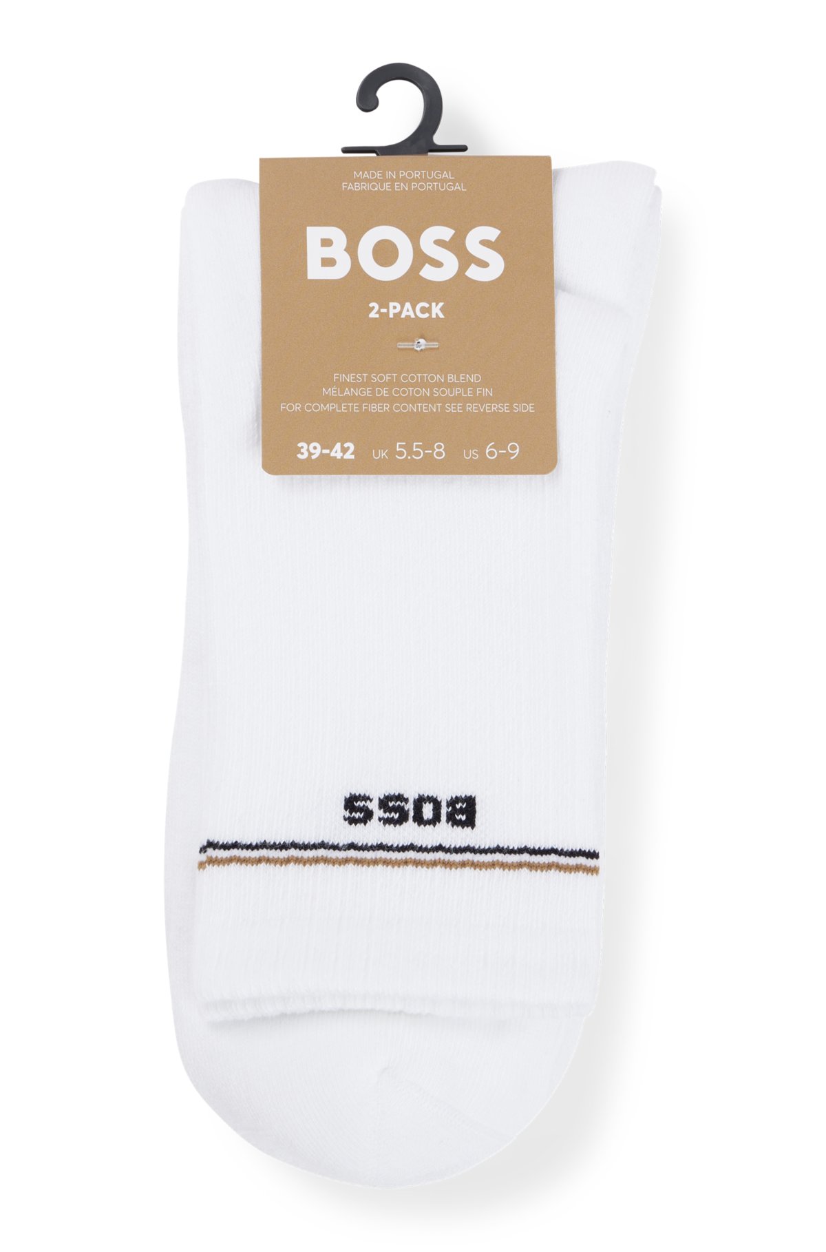 Two-pack of quarter-length socks with logo details, White