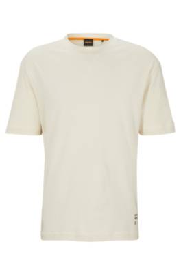 Hugo Boss Relaxed-fit Cotton T-shirt With Logo Print In White