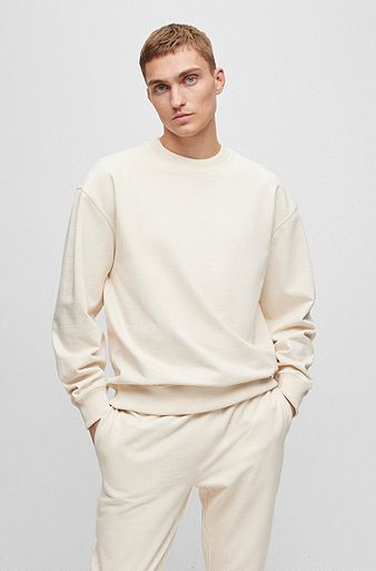 Relaxed-fit sweatshirt with logo print, Natural