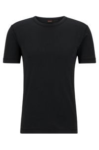Cotton-jersey T-shirt with sun-bleached effect, Black