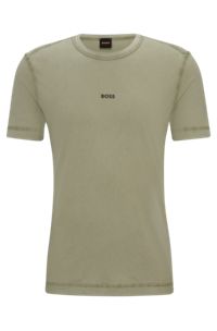 Cotton-jersey T-shirt with sun-bleached effect, Light Green