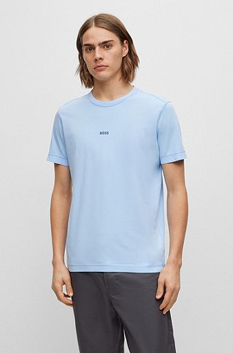 T-shirt en jersey de coton à effet délavé, bleu clair