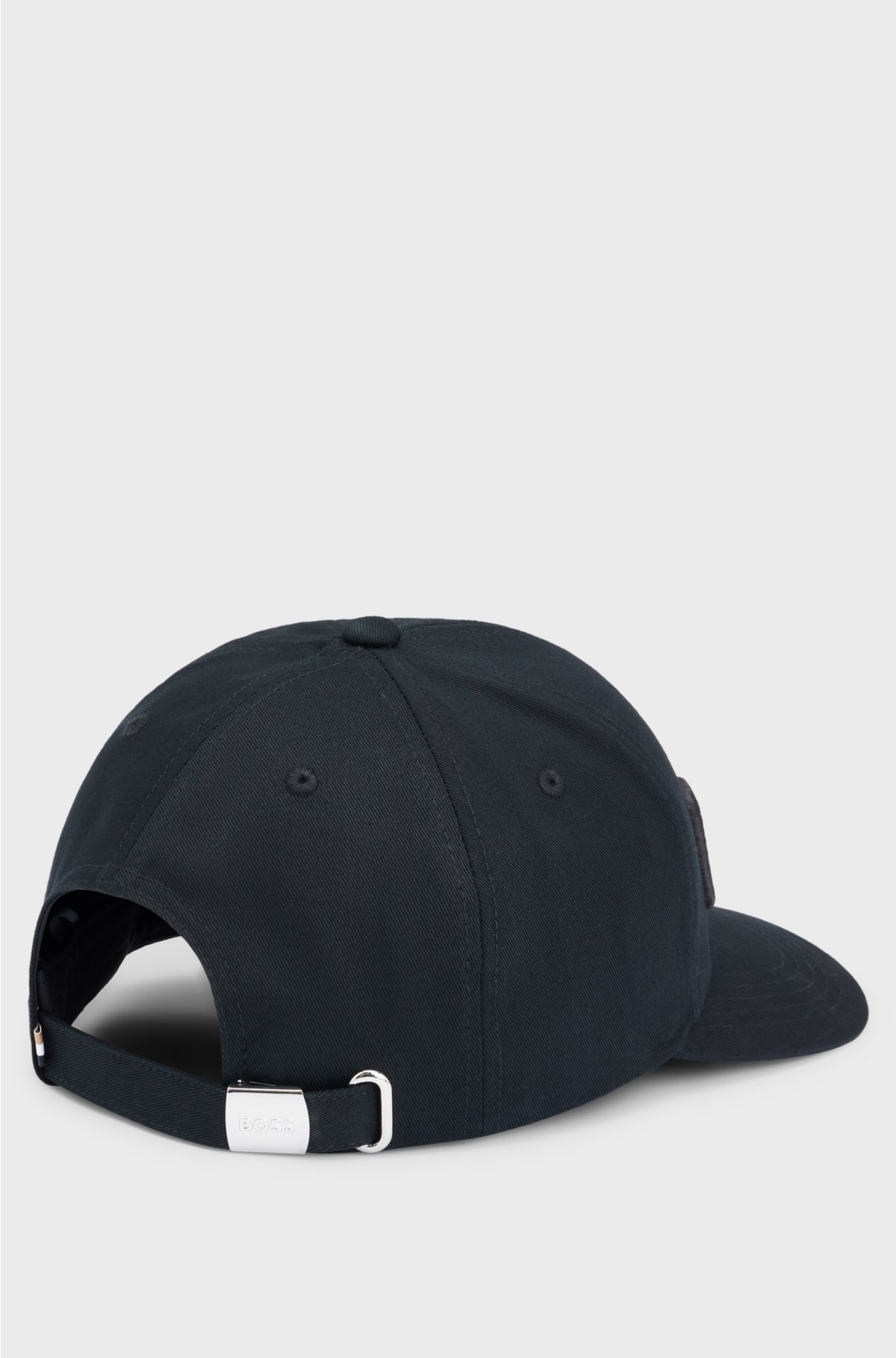 Cotton-twill five-panel cap with embroidered logo, Black