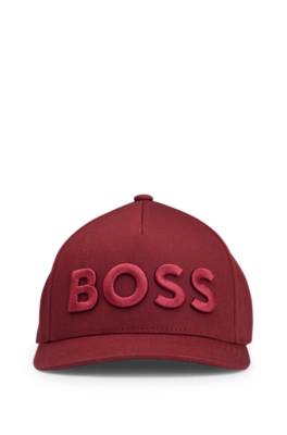 Hugo Boss Cotton-twill Five-panel Cap With Embroidered Logo In Red