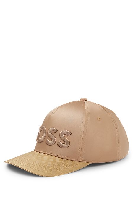 in cap with BOSS monogram Logo-embroidered - jacquard satin