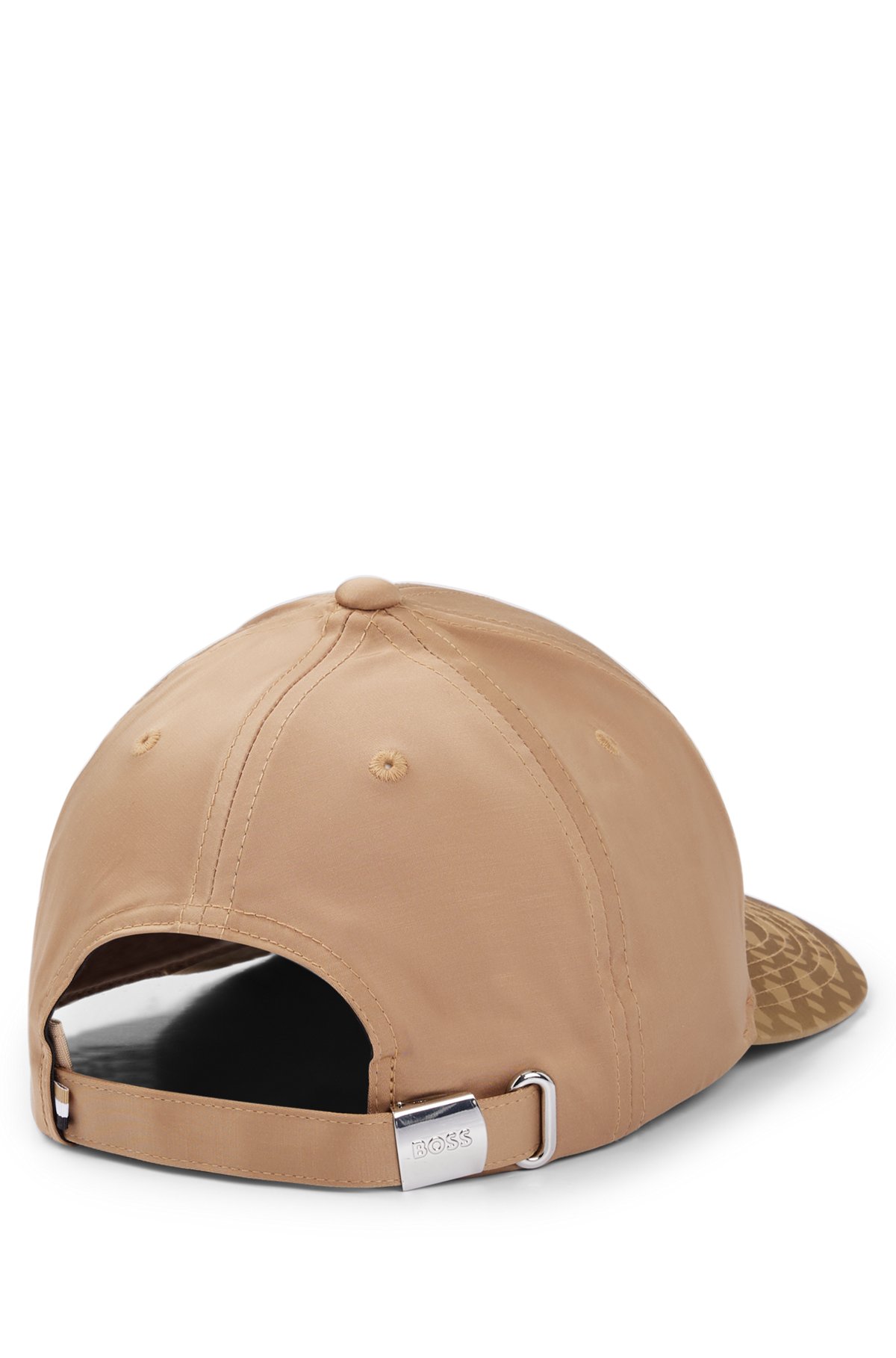 BOSS - Logo-embroidered cap in satin with monogram jacquard