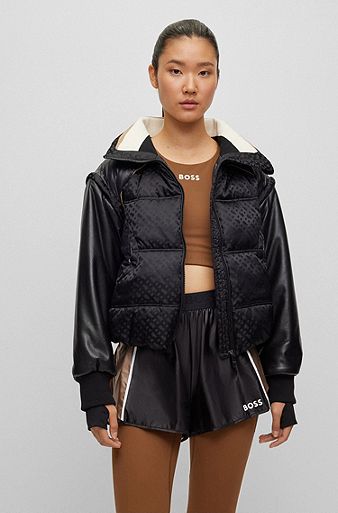 BOSS x Alica Schmidt puffer jacket with zip-off sleeves, Black