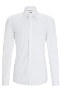 Slim-fit shirt in a structured stretch-cotton blend, White