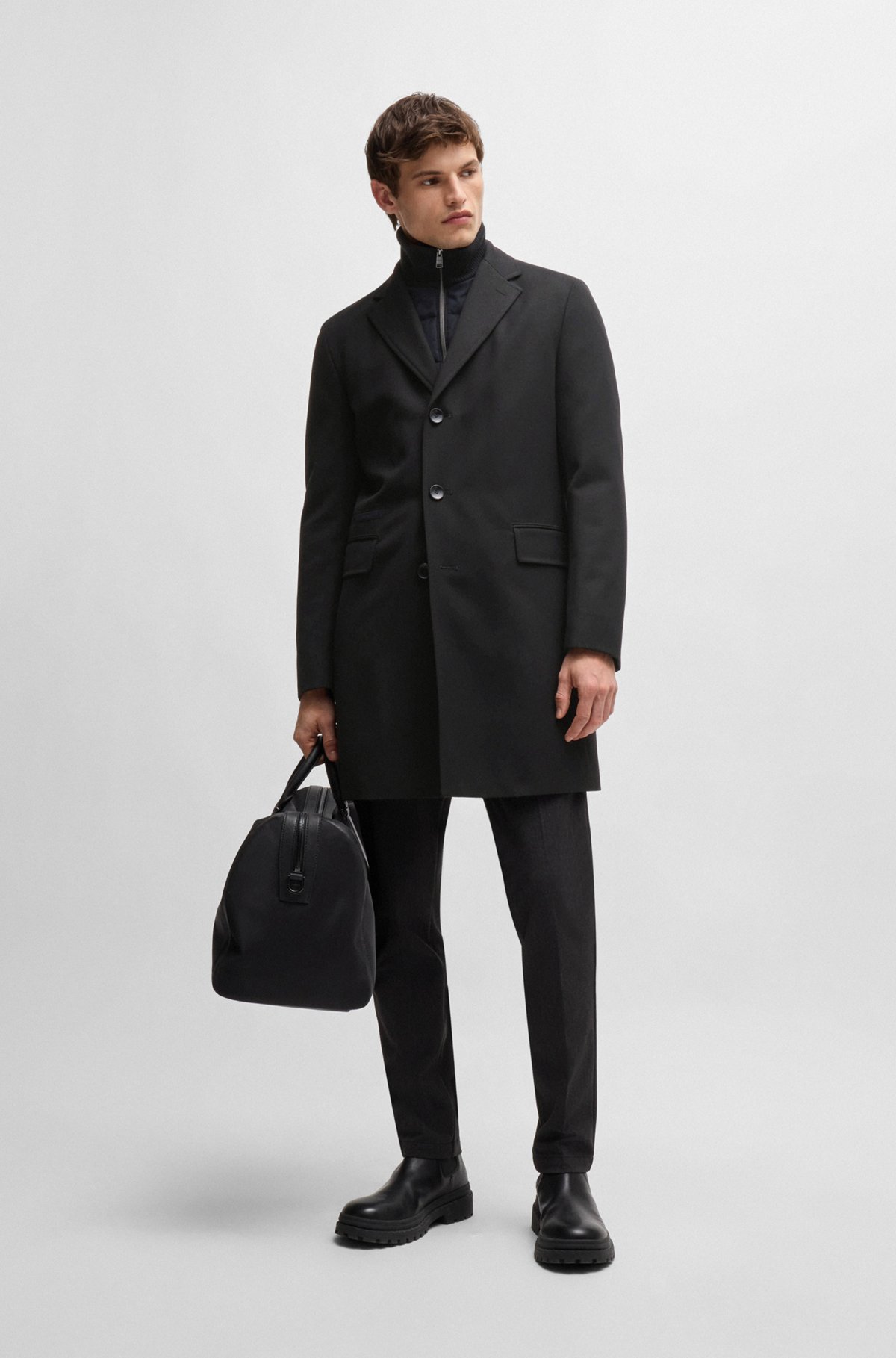 BOSS - はっ水コート ウールブレンド ジップアップインナー BOSS - はっ水コート ウールブレンド ジップアップインナー