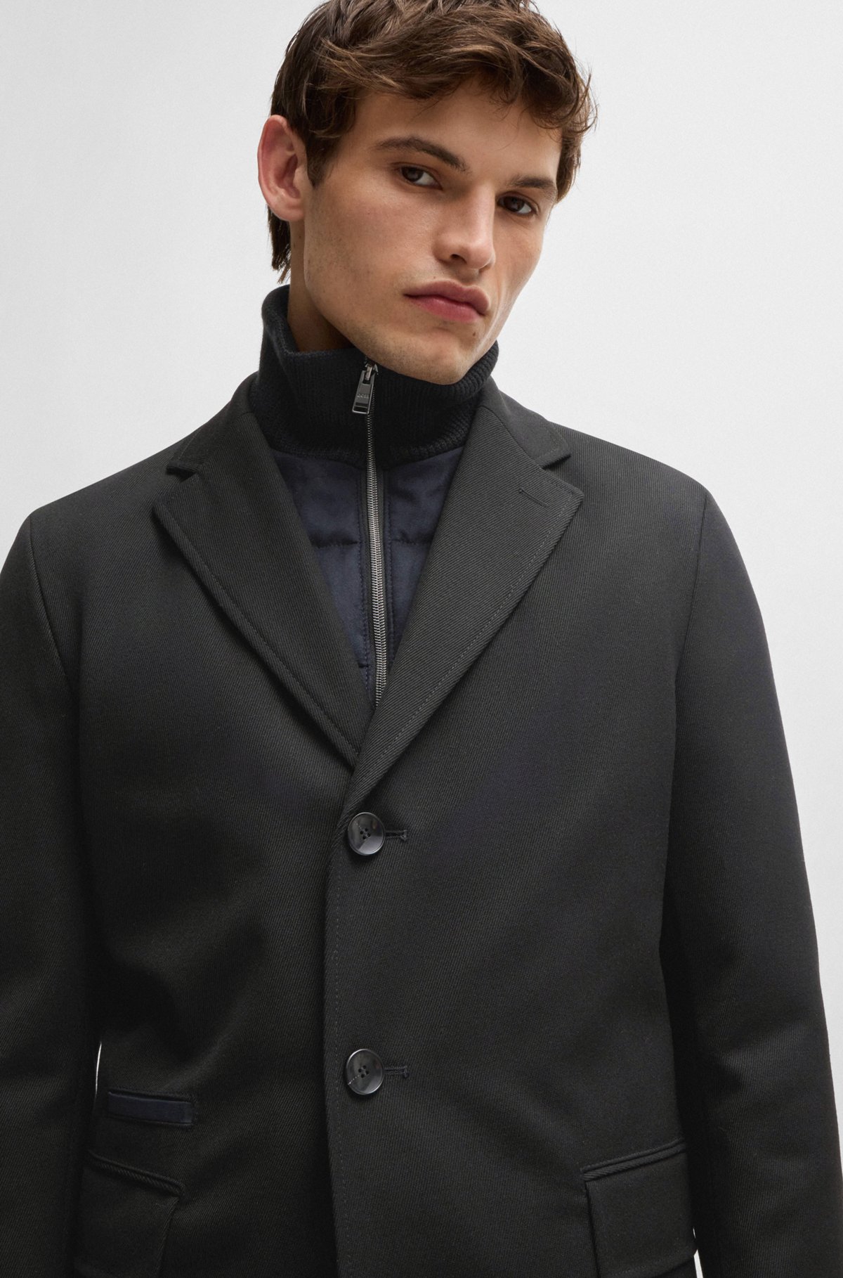 BOSS - はっ水コート ウールブレンド ジップアップインナー BOSS - はっ水コート ウールブレンド ジップアップインナー