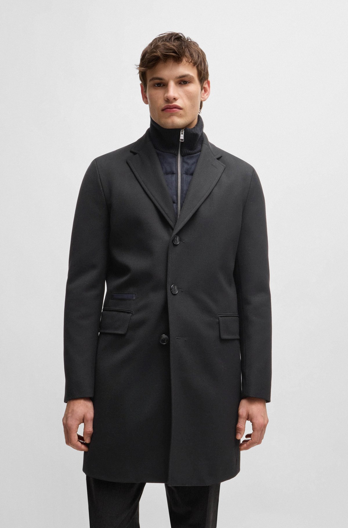 BOSS - はっ水コート ウールブレンド ジップアップインナー BOSS - はっ水コート ウールブレンド ジップアップインナー