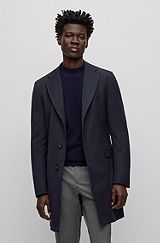 Water-repellent wool-blend coat with zip-up inner, Dark Blue