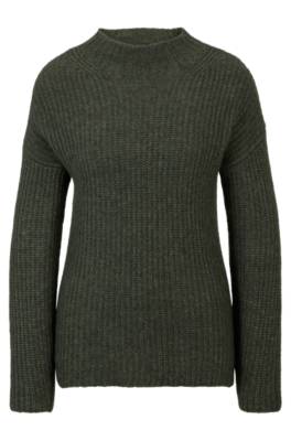 Hugo Mock-neck Sweater In A Wool Blend In Black