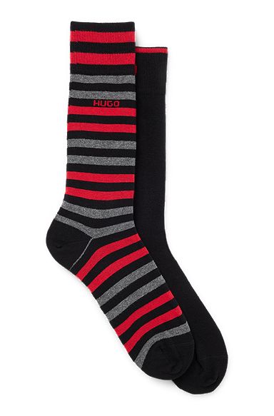 Two-pack of regular-length socks, Black / Red