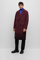 Double-breasted coat in a wool blend, Dark Red