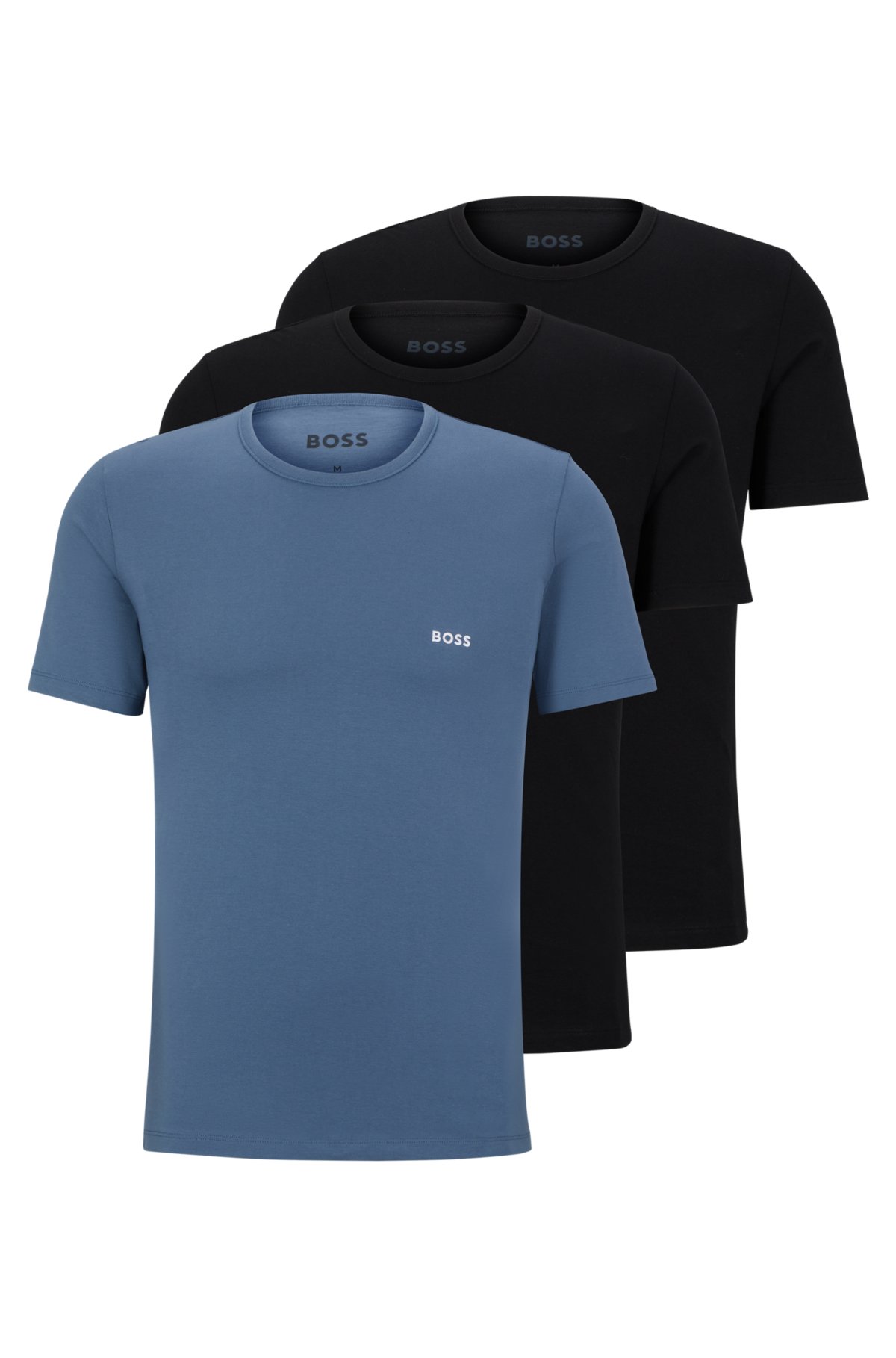 BOSS - Pakke tre T-shirts i bomuld og med mærke
