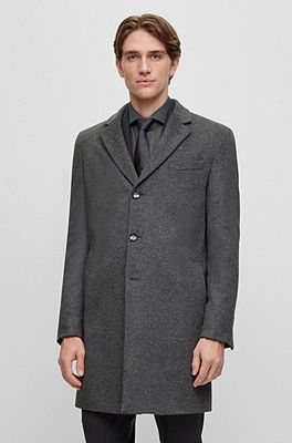 BOSS Slim fit coat in virgin wool and cashmere