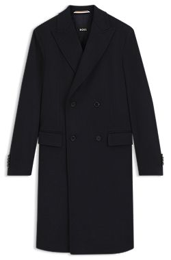 Double-breasted coat in wool and cashmere