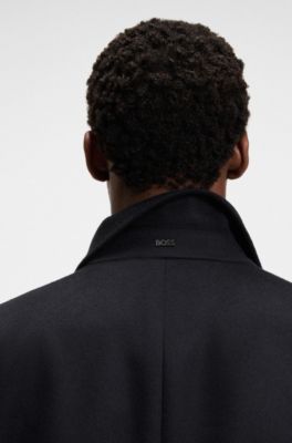 Double-breasted coat in wool and cashmere, Dark Blue
