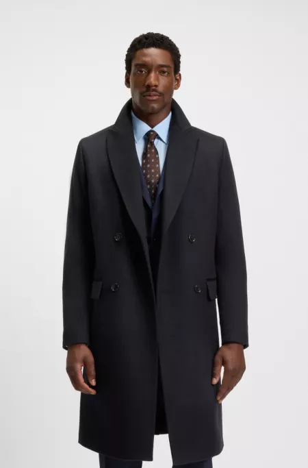 Double-breasted coat in wool and cashmere