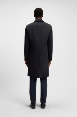 Double-breasted coat in wool and cashmere, Dark Blue