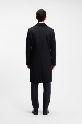 Double-breasted coat in wool and cashmere, Dark Blue