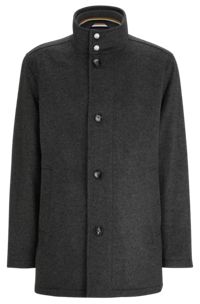 Relaxed-fit coat in virgin wool and cashmere, Dark Grey