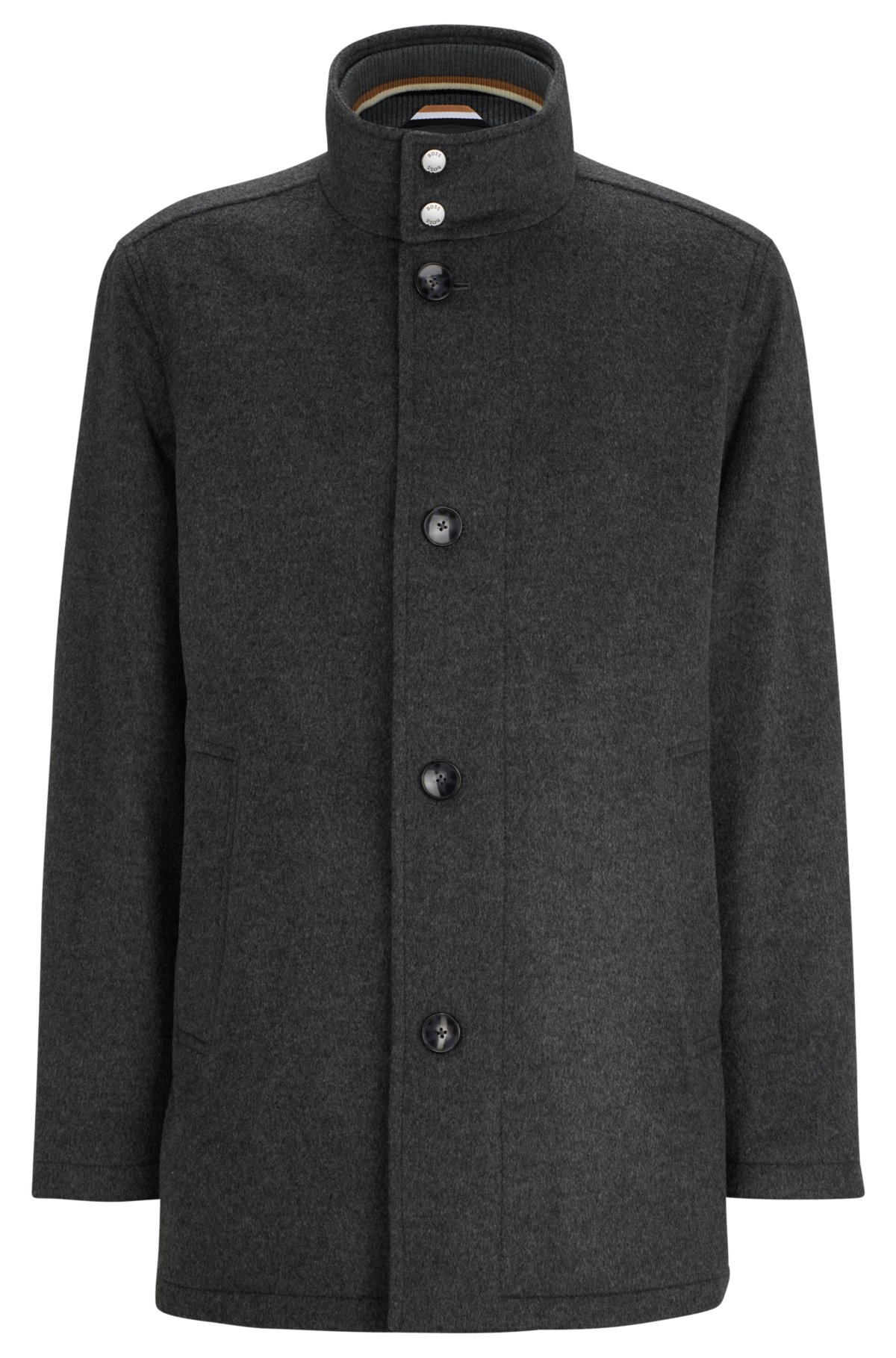 Black relaxed-fit virgin wool coat