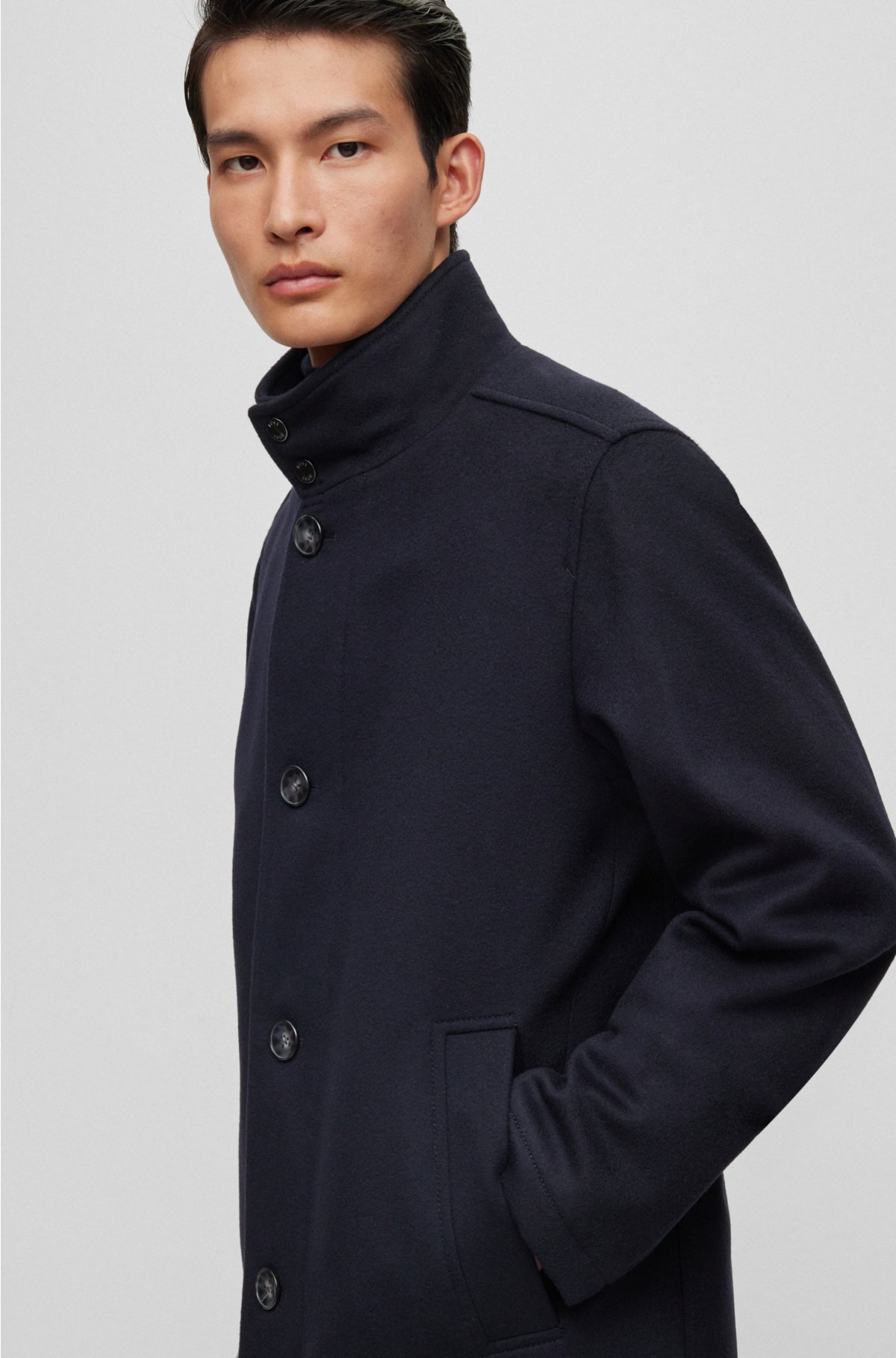 BOSS - Relaxed-fit coat in virgin wool and cashmere