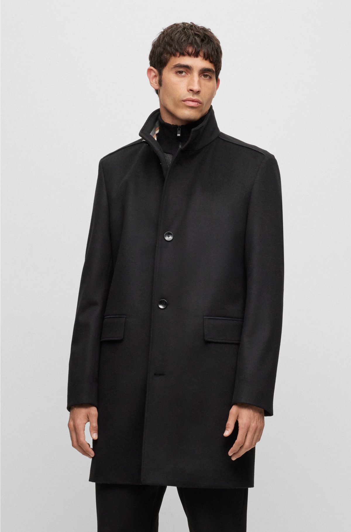 BOSS - Regular-fit coat in virgin wool and cashmere