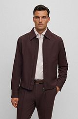 Slim-fit jacket in a micro-patterned wool blend, Red