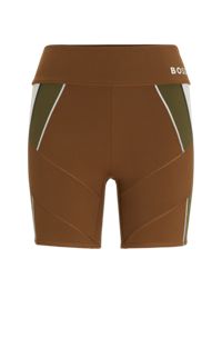 BOSS x Alica Schmidt logo cycling shorts with colour-blocking, Brown