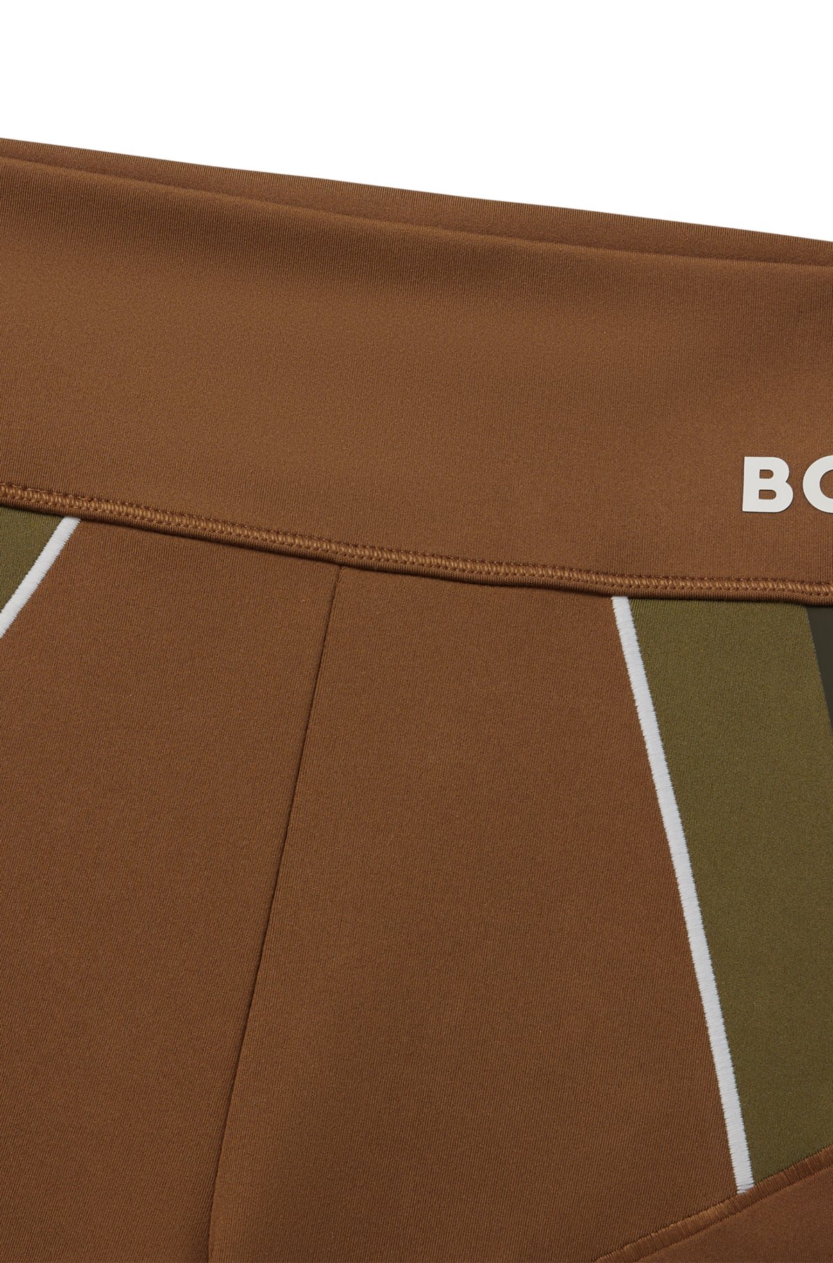 BOSS x Alica Schmidt logo cycling shorts with colour-blocking, Brown