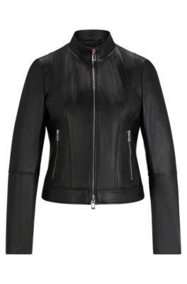 Hugo boss leather jacket womens online