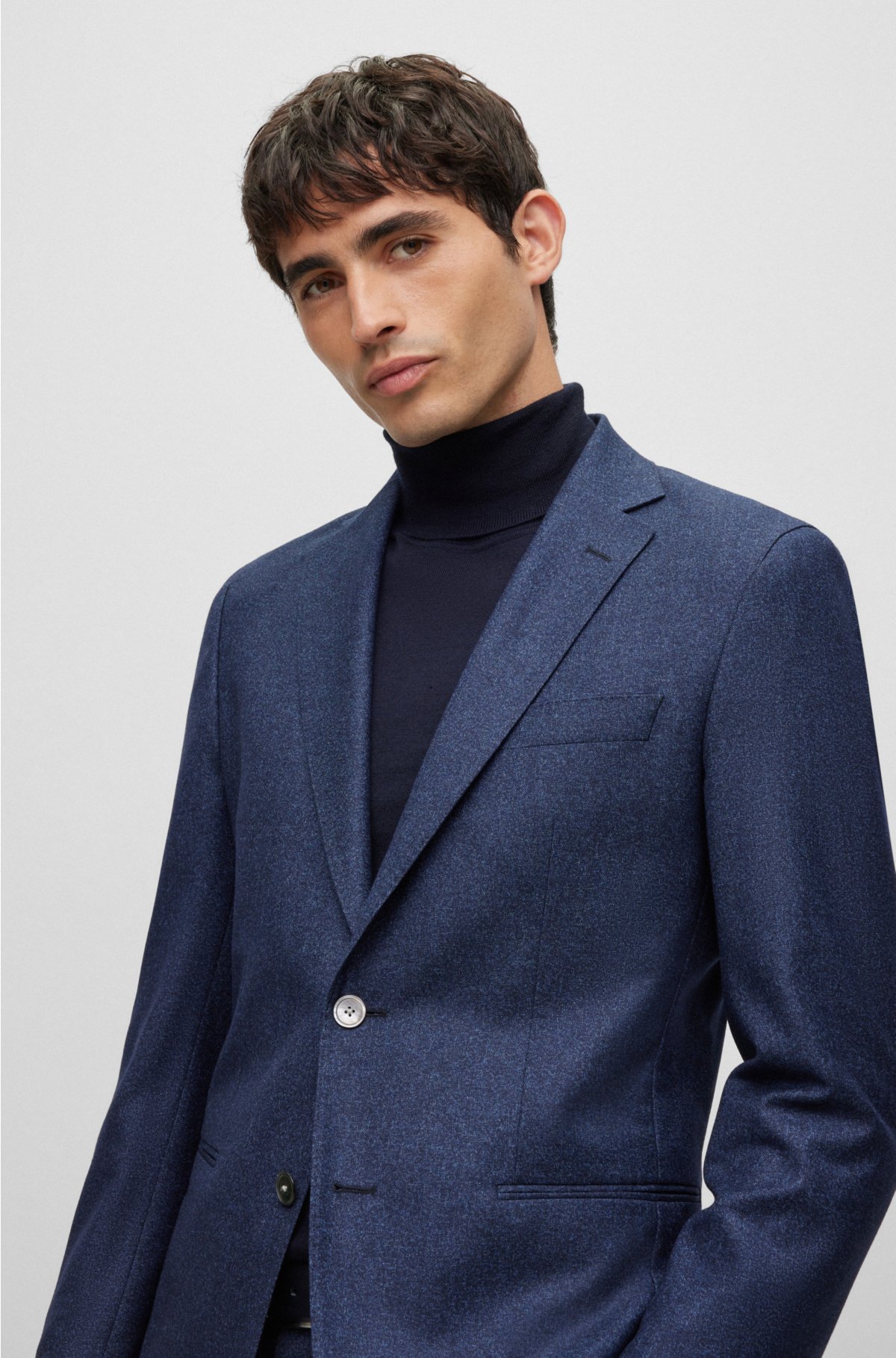 BOSS - Slim-fit suit in micro-patterned wool and cotton