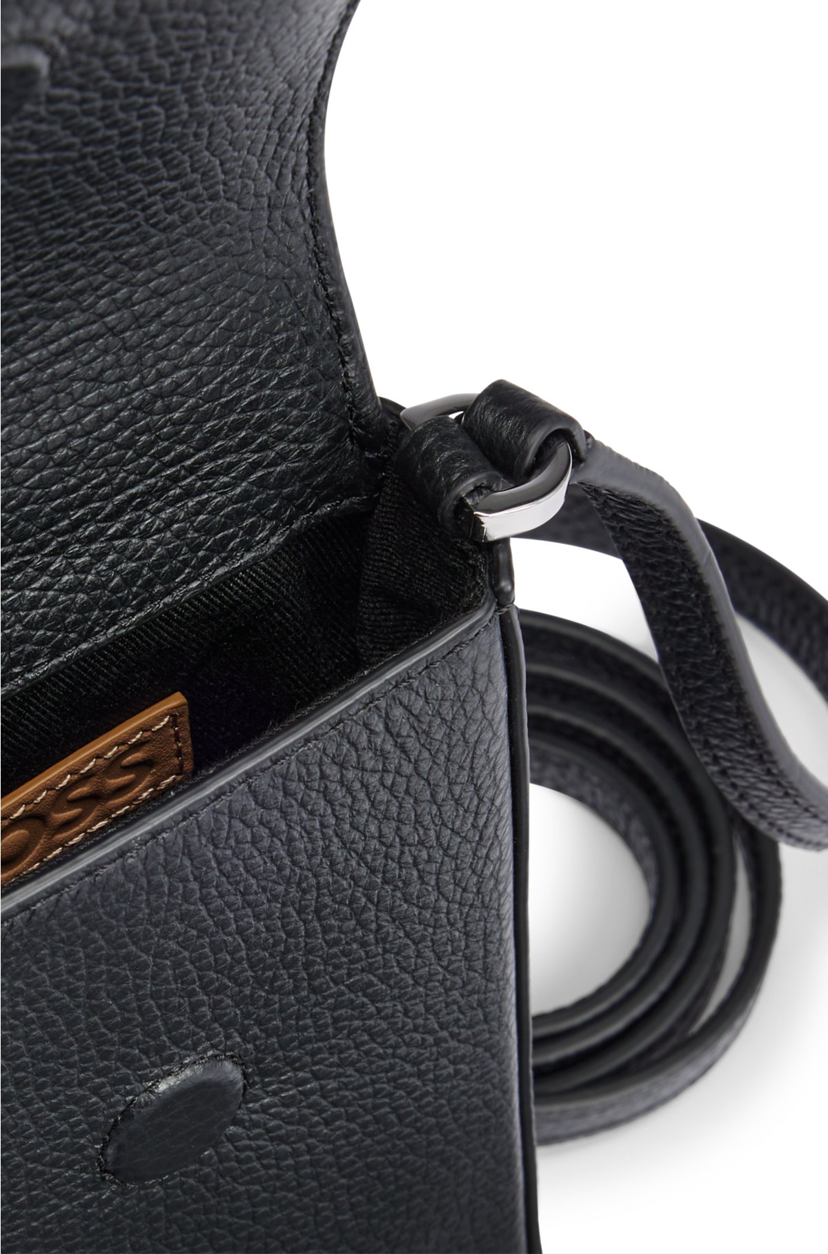 BOSS - Smartphone-Tasche aus genarbtem mit Leder Metalldetails