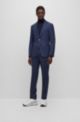 Slim-fit suit in checked stretch wool, Dark Blue
